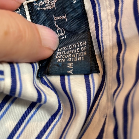 Ralph Lauren Mens Button Down Size Large White Blue Striped Long Sleeve - Picture 12 of 12